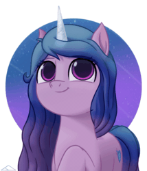 Size: 600x700 | Tagged: safe, alternate version, artist:fchelon, izzy moonbow, pony, unicorn, g5, my little pony: a new generation, animated, gif, poster, solo