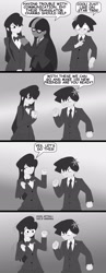 Size: 800x2054 | Tagged: safe, artist:lordcoyote, twilight sparkle, human, equestria girls, g4, anime, awkward, barely eqg related, barely pony related, clothes, dark skin, eyes closed, hitohito tadano, humanized, komi can't communicate, monochrome, open mouth, school uniform, shoko komi, speech bubble