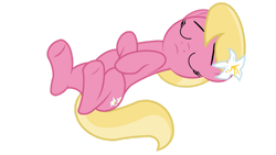 Size: 1280x720 | Tagged: dead source, safe, artist:onebigbarbarian, lily, lily valley, earth pony, pony, g4, slice of life (episode), cute, eyebrows, eyes closed, female, flower, flower in hair, lilybetes, lying down, mare, on back, playing dead, show accurate, simple background, solo, the horror, transparent background, vector