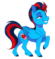 Size: 1178x1250 | Tagged: safe, artist:dvixie, oc, oc only, oc:swiftwing, pegasus, pony, commission, confident, grin, male, raised hoof, simple background, smiling, solo, stallion, transparent background