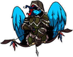 Size: 2538x1990 | Tagged: safe, artist:atryl, oc, oc only, oc:andrew swiftwing, pegasus, anthro, alternate universe, arrow, bow (weapon), bow and arrow, clothes, fantasy class, hoodie, leather armor, simple background, solo, sticker, transparent background, weapon, wings