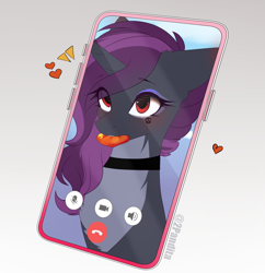 Size: 2032x2100 | Tagged: safe, alternate character, alternate version, artist:2pandita, oc, pony, unicorn, cellphone, female, high res, mare, mouth hold, phone, smartphone, solo