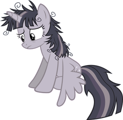 Size: 3663x3595 | Tagged: safe, artist:slb94, artist:wardex101, edit, twilight sparkle, alicorn, pony, g4, discorded, discorded twilight, female, high res, mare, messy mane, sad, simple background, solo, spread wings, transparent background, twilight sparkle (alicorn), twilight tragedy, vector, wings