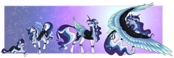 Size: 1920x643 | Tagged: safe, artist:oneiria-fylakas, princess luna, alicorn, pony, unicorn, g4, age progression, alternate design, solo