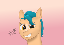 Size: 8185x5787 | Tagged: safe, artist:_cobalttuelatte, hitch trailblazer, earth pony, pony, g5, my little pony: a new generation, looking at you, male, signature, simple background, stallion