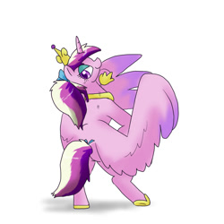 Size: 1000x1000 | Tagged: safe, artist:kushina13, princess cadance, alicorn, pony, g4, bipedal, female, large wings, looking at you, looking over shoulder, mare, partially open wings, simple background, solo, waist wings, white background, wings