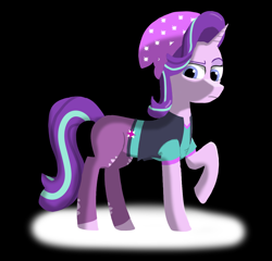 Size: 1912x1834 | Tagged: safe, artist:enteryourponyname, starlight glimmer, pony, unicorn, g4, black background, clothes, equestria girls outfit, hat, jeans, pants, ponified, shirt, simple background, solo, t-shirt