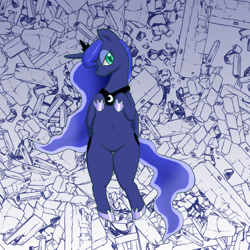 Size: 700x700 | Tagged: safe, artist:kushina13, princess luna, alicorn, pony, g4, body pillow, body pillow design, female, looking at you, lying down, mare, rubble, solo