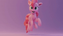 Size: 1280x720 | Tagged: safe, artist:skytails, pinkie pie, earth pony, pony, g4, 3d, animated, blender, female, gradient background, grin, hopping, looking at you, mare, model:djthed, no sound, one eye closed, open mouth, open smile, pinkie being izzy, smiling, smiling at you, solo, webm, wink, winking at you