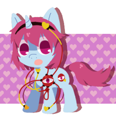 Size: 279x299 | Tagged: safe, artist:sukeyfour, pony, unicorn, crossover, female, komeiji satori, mare, ponified, solo, touhou