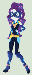 Size: 270x628 | Tagged: safe, artist:yulianapie26, radiance, rarity, equestria girls, g4, base used, boots, clothes, costume, female, mask, power ponies, shoes, simple background, smiling, solo