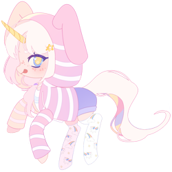 Size: 1024x1024 | Tagged: safe, artist:miioko, oc, oc only, earth pony, pony, clothes, earth pony oc, hoodie, licking, licking lips, rearing, simple background, socks, solo, tongue out, transparent background