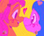 Size: 730x597 | Tagged: safe, artist:latiatonta, izzy moonbow, sunny starscout, earth pony, pony, unicorn, g5, my little pony: a new generation, blushing, boop, duo, female, heart, hearts and hooves day, holiday, lesbian, noseboop, ship:moonscout, shipping, simple background, smiling, sparkly eyes, sticker, valentine's day, wingding eyes, yellow background