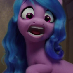Size: 400x400 | Tagged: safe, screencap, izzy moonbow, pony, unicorn, g5, my little pony: a new generation, spoiler:my little pony: a new generation, aaaaaaaaaa, cropped, faic, female, mare, open mouth, reaction image, scared, solo, volumetric mouth, wide eyes