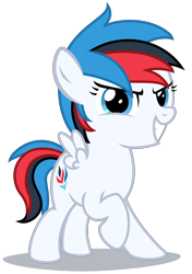 Size: 2380x3380 | Tagged: safe, artist:strategypony, oc, oc only, oc:retro city, pegasus, pony, female, filly, foal, high res, looking at you, pegasus oc, simple background, solo, transparent background, younger