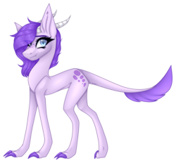 Size: 2545x2357 | Tagged: safe, artist:ouijaa, oc, oc only, oc:crystal clarity, dracony, hybrid, kilalaverse, female, high res, horns, interspecies offspring, lanky, offspring, parent:rarity, parent:spike, parents:sparity, simple background, skinny, slender, smiling, solo, thin, thin legs, transparent background