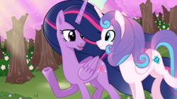 Size: 1920x1080 | Tagged: safe, artist:sallyso, princess flurry heart, twilight sparkle, alicorn, pony, g4, the last problem, 2021, aunt, aunt and niece, female, mare, niece, older, older flurry heart, older twilight, older twilight sparkle (alicorn), outdoors, princess twilight 2.0, twilight sparkle (alicorn), underhoof
