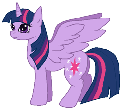 Size: 478x433 | Tagged: safe, artist:pinky-poodle, twilight sparkle, alicorn, pony, g4, female, full body, hooves, horn, mare, side view, simple background, smiling, solo, spread wings, standing, tail, transparent background, twilight sparkle (alicorn), wings