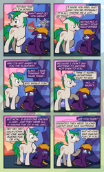 Size: 1920x3169 | Tagged: safe, artist:alexdti, oc, oc only, oc:purple creativity, oc:star logic, pegasus, pony, unicorn, comic:quest for friendship, comic, crying, dialogue, duo, ears back, eye contact, eyes closed, female, folded wings, glasses, head in hooves, high res, hoof on chest, horn, looking at each other, looking at someone, looking away, looking back, male, mare, one eye closed, onomatopoeia, open mouth, pegasus oc, raised hoof, raised leg, shadow, sitting, speech bubble, stallion, standing, tail, teary eyes, two toned mane, two toned tail, underhoof, unicorn oc, wings