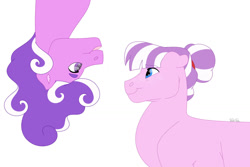 Size: 1280x854 | Tagged: safe, artist:itstechtock, nurse sweetheart, screwball, pony, g4, female, mother and child, mother and daughter, parent:nurse sweetheart, simple background, white background