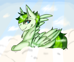Size: 2137x1798 | Tagged: safe, oc, oc only, pegasus, pony, cloud, lying, lying down, lying on a cloud, on a cloud, pegasus oc, ponyloaf, prone, solo