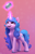 Size: 700x1100 | Tagged: safe, artist:luminousdazzle, izzy moonbow, pony, unicorn, g5, my little pony: a new generation, beans, bracelet, chest fluff, curly mane, female, food, full body, glowing, glowing horn, hooves, horn, izzy's beans, jewelry, levitation, looking up, magenta eyes, magic, mare, open mouth, open smile, shading, signature, smiling, solo, standing, telekinesis, unshorn fetlocks