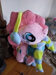 Size: 3120x4160 | Tagged: safe, pinkie pie, earth pony, pony, g4, clothes, irl, plushie, scarf, solo