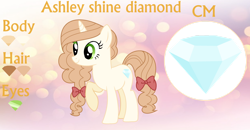 Size: 1280x664 | Tagged: safe, artist:cindystarlight, oc, oc:ashley shine diamond, pegasus, pony, female, mare, reference sheet, solo