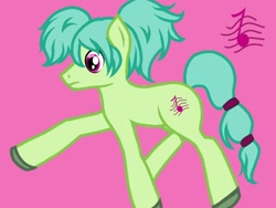 Size: 1080x810 | Tagged: safe, oc, earth pony, pony, pink background, simple background, solo, trash