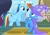 Size: 714x500 | Tagged: safe, edit, edited screencap, screencap, rainbow dash, trixie, pegasus, pony, unicorn, boast busters, g4, my little pony: friendship is magic, season 1, cape, caption, clothes, duo, duo female, female, flapping wings, flying, frown, hat, image macro, lesbian, looking at each other, looking at someone, mare, ship:trixdash, shipping, teeth, text, trixie's cape, trixie's hat, wings