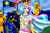 Size: 4500x3000 | Tagged: safe, artist:johnjoseco, artist:razmere, color edit, edit, princess celestia, princess luna, human, g4, armor, cape, clothes, colored, duo focus, flag, humanized, mask, military, military uniform, royal guard, royal sisters, s1 luna, siblings, sisters, sword, uniform, warrior, warrior celestia, warrior luna, weapon