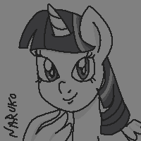 Size: 200x200 | Tagged: safe, artist:wrath-marionphauna, twilight sparkle, alicorn, pony, g4, monochrome, pixel art, smiling, solo, twilight sparkle (alicorn), wing hands, wings