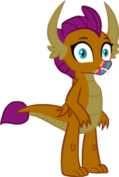 Size: 4025x5943 | Tagged: safe, artist:php170, smolder, dragon, undead, zombie, 28 pranks later, g4, cookie zombie, dragoness, female, horn, implied rainbow dash, looking at you, rainbow muzzle, simple background, solo, tail, transparent background, vector, wings