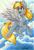 Size: 1799x2681 | Tagged: safe, artist:dandy, derpy hooves, pegasus, pony, g4, :3, chest fluff, cloud, cloudy, copic, crepuscular rays, cute, derpabetes, flying, happy, marker drawing, open mouth, smiling, solo, spread wings, sunlight, traditional art, wings