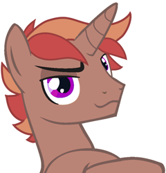 Size: 704x732 | Tagged: safe, artist:roachtoon, oc, oc only, oc:spicefeather clash, pony, unicorn, horn, icon, simple background, smiling, smirk, smug, solo, unicorn oc, white background