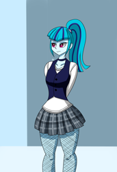 Size: 1300x1900 | Tagged: safe, artist:zachc, sonata dusk, equestria girls, g4, arm behind back, clothes, female, fishnet clothing, fishnet stockings, solo, stockings, thigh highs