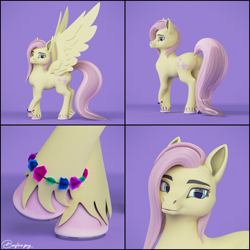 Size: 1548x1548 | Tagged: safe, artist:bonfirepng, fluttershy, pegasus, pony, g4, 3d, blender, blender cycles, solo, stylized