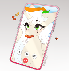 Size: 2032x2100 | Tagged: safe, alternate character, alternate version, artist:2pandita, oc, pony, unicorn, cellphone, female, high res, mare, mouth hold, phone, smartphone, solo