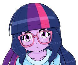 Size: 749x627 | Tagged: safe, alternate version, artist:batipin, part of a set, twilight sparkle, equestria girls, g4, female, glasses, simple background, solo, transparent background