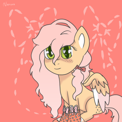 Size: 2000x2000 | Tagged: safe, artist:wrath-marionphauna, oc, oc only, pegasus, pony, blushing, bow, clothes, freckles, hair bow, heart eyes, high res, ponytail, solo, stockings, thigh highs, wingding eyes