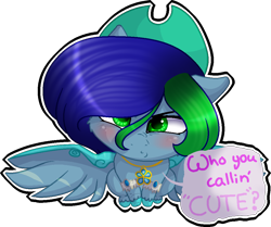 Size: 1012x847 | Tagged: safe, artist:captainpudgemuffin, artist:stormcloud-yt, edit, oc, oc only, pegasus, pony, blushing, female, i'm not cute, mare, pegasus oc, simple background, transparent background