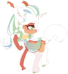 Size: 1024x1118 | Tagged: safe, artist:miioko, oc, oc only, pony, unicorn, clothes, ear fluff, eyelashes, horn, looking back, simple background, solo, transparent background, unicorn oc