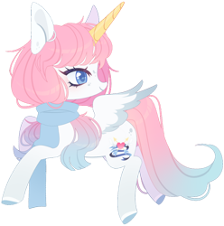 Size: 1024x1032 | Tagged: safe, artist:miioko, oc, oc only, alicorn, pony, alicorn oc, clothes, female, horn, looking back, mare, scarf, simple background, solo, transparent background, wings