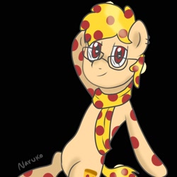 Size: 2000x2000 | Tagged: safe, artist:wrath-marionphauna, oc, oc only, oc:oaky, food pony, original species, pizza pony, pony, clothes, glasses, high res, pizza, scarf, solo