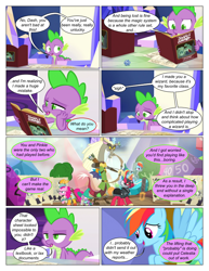 Size: 612x792 | Tagged: safe, artist:newbiespud, edit, edited screencap, screencap, big macintosh, discord, pinkie pie, rainbow dash, spike, draconequus, dragon, earth pony, pegasus, pony, comic:friendship is dragons, g4, book, captain wuzz, comic, dialogue, eyelashes, female, garbuncle, male, mare, reading, screencap comic, wings