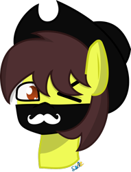 Size: 774x1011 | Tagged: safe, artist:samsailz, oc, oc only, pony, bust, commission, cowboy hat, cute, facial hair, hat, looking at you, mask, moustache, one eye closed, portrait, simple background, solo, transparent background, wink, ych result