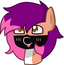 Size: 836x846 | Tagged: safe, artist:samsailz, oc, oc only, pony, :p, bust, commission, cute, mask, portrait, simple background, solo, tongue out, transparent background, ych result