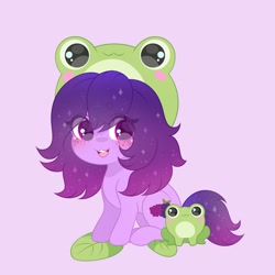 Size: 2000x2000 | Tagged: safe, artist:yomechka, oc, oc only, oc:share dast, frog, pony, frog hat, high res, simple background, solo