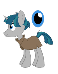 Size: 1184x1505 | Tagged: safe, artist:malinraf1615, stygian, pony, unicorn, g4, cloak, clothes, full body, hooves, horn, male, side view, simple background, smiling, solo, stallion, standing, tail, transparent background