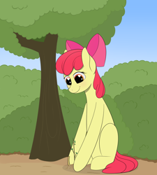 Size: 1800x2000 | Tagged: safe, artist:palenfacen, apple bloom, earth pony, pony, g4, female, filly, foal, sapling, smiling, solo, tree